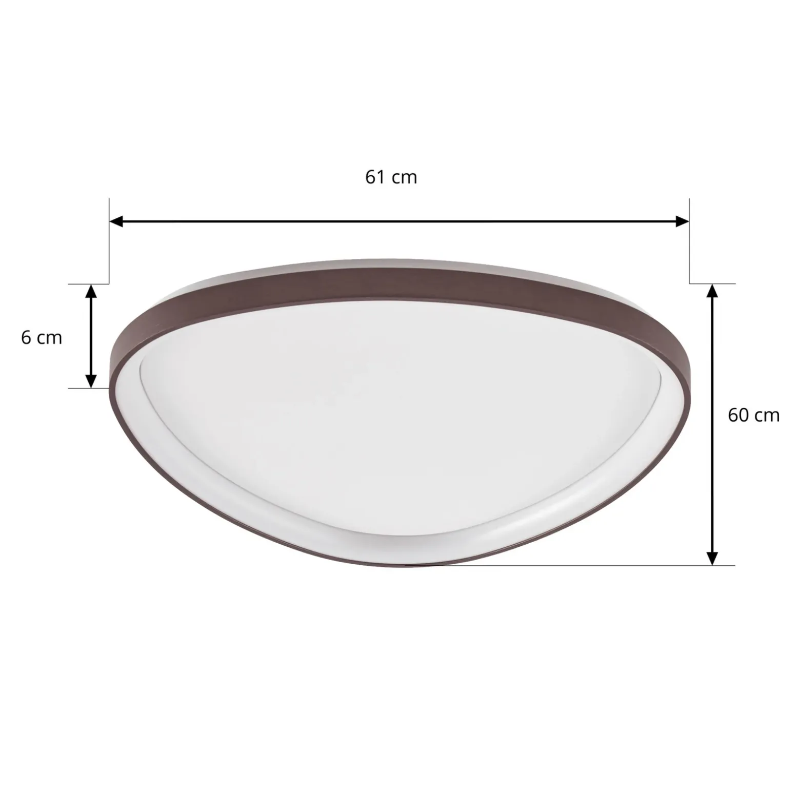 Plafón LED Lucande Asken, 61 cm, marrón, CCT, atenuable
