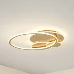 Plafón LED Lucande Circulo, dorada, 60 cm CCT, atenuable
