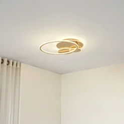 Plafón LED Lucande Circulo, dorada, 60 cm CCT, atenuable