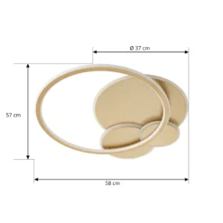 Plafón LED Lucande Circulo, dorada, 60 cm CCT, atenuable