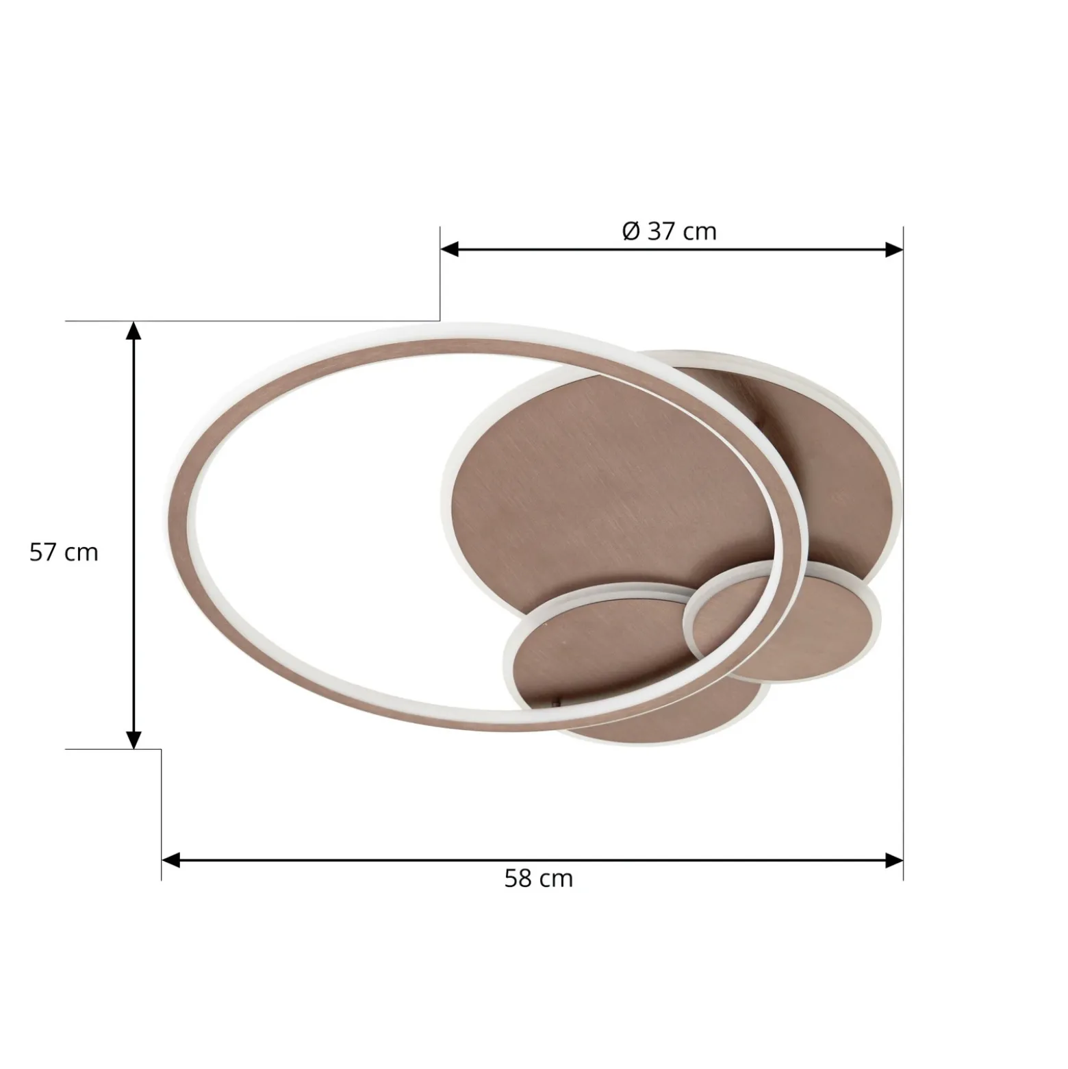 plafón LED Lucande Circulo, marrón café, CCT, atenuable