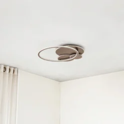 plafón LED Lucande Circulo, marrón café, CCT, atenuable