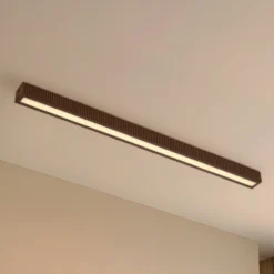 Plafón LED Lucande Emara, madera oscura, roble, atenuable