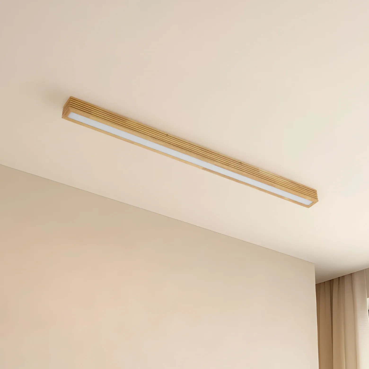 Plafón LED Lucande Emara, madera clara, roble, atenuable