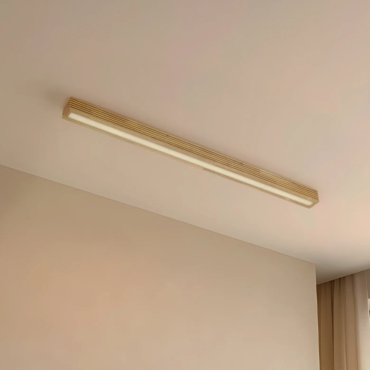Plafón LED Lucande Emara, madera clara, roble, atenuable