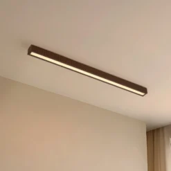 Plafón LED Lucande Emara, madera oscura, roble, atenuable
