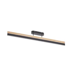 Plafón LED Lucande Holven, negro/madera, CCT, atenuable