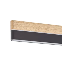 Plafón LED Lucande Holven, negro/madera, CCT, atenuable