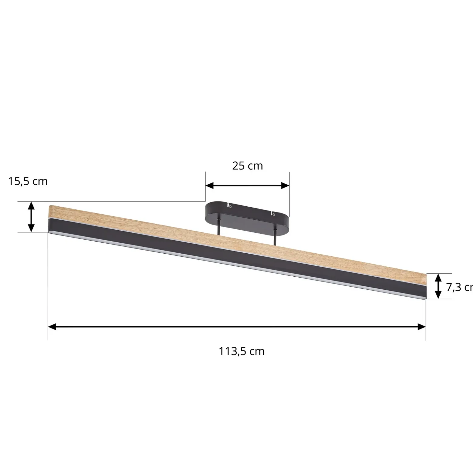 Plafón LED Lucande Holven, negro/madera, CCT, atenuable
