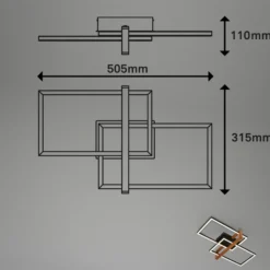 Plafón LED 3776015 2 luces con madera