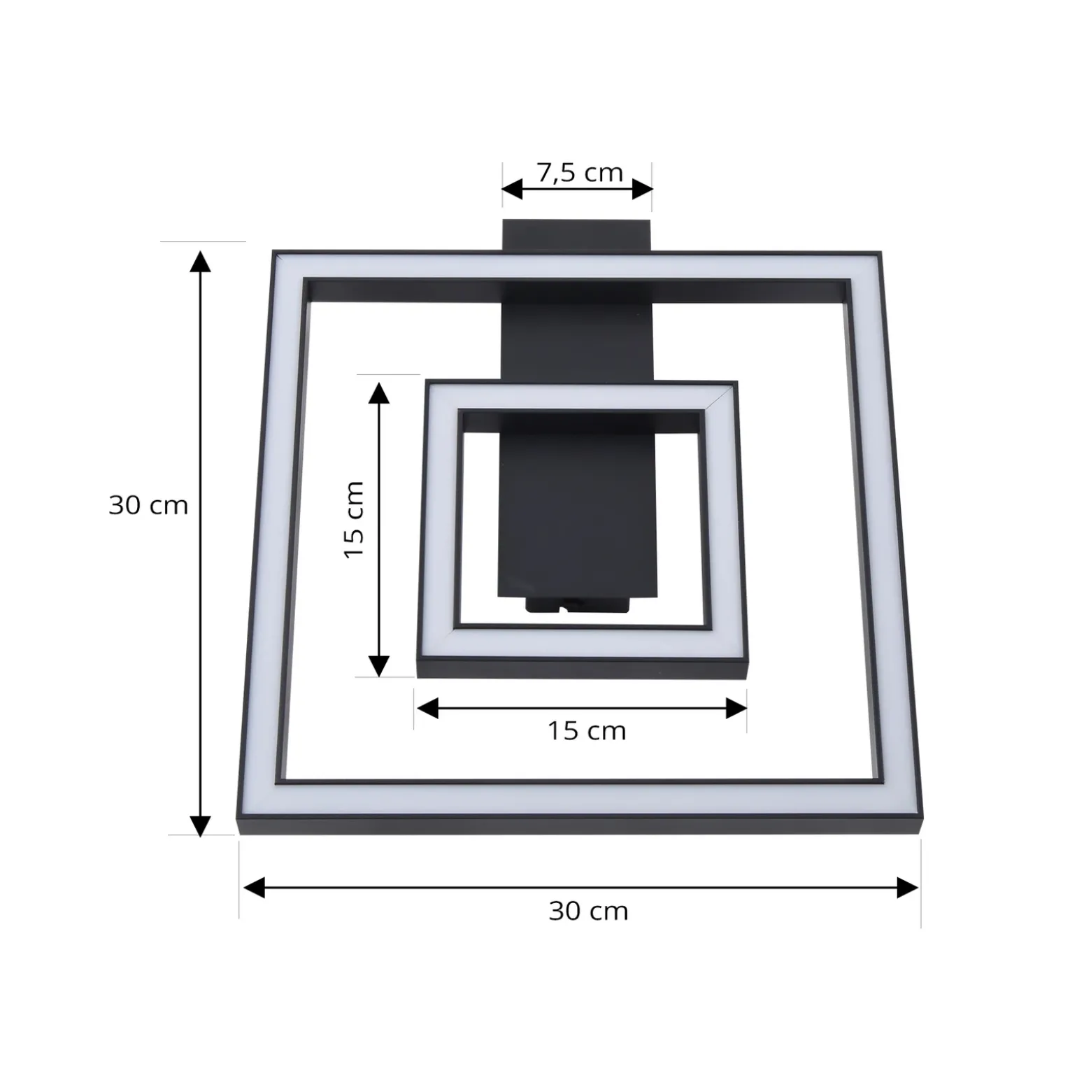 Plafón LED Madamo de Lindby, negro, 30 cm, 3000 K, aluminio