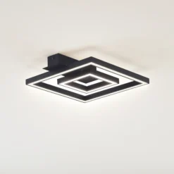 Plafón LED Madamo de Lindby, negro, 30 cm, 3000 K, aluminio