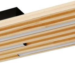 Plafón LED Madero de Lindby, madera de pino, 90 cm x 20 cm