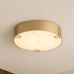 Plafón LED Marmo, color dorado, metal, IP44, 3.000 K