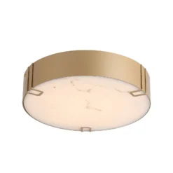Plafón LED Marmo, color dorado, metal, IP44, 3.000 K