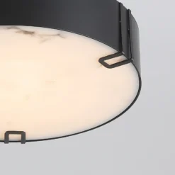 Plafón LED Marmo, negro, metal, IP44, 3.000 K