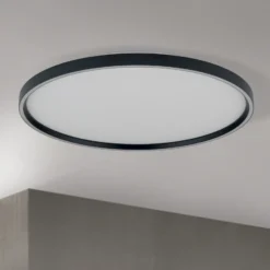Plafón LED Masca, negro, Ø 60 cm, CCT, metal, atenuable