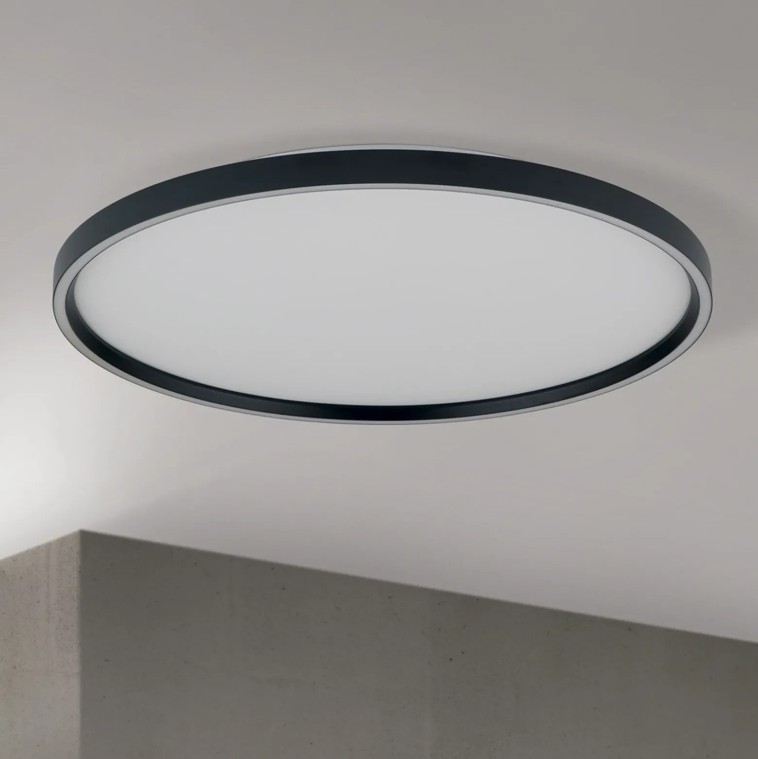 Plafón LED Masca, negro, Ø 60 cm, CCT, metal, atenuable