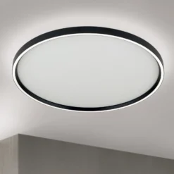 Plafón LED Masca, negro, Ø 60 cm, CCT, metal, atenuable