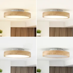 Plafón LED Milada de Lindby, roble, CCT, control remoto
