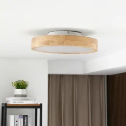 Plafón LED Milada de Lindby, roble, CCT, control remoto