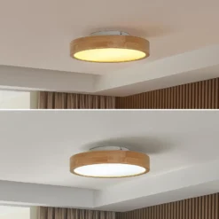 Plafón LED Milada de Lindby, roble, CCT, control remoto