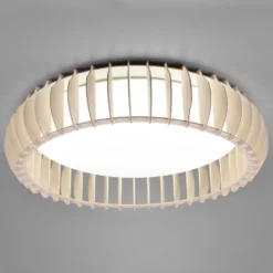 Plafón LED Monte, CCT, Ø 60 cm, madera clara