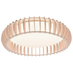 Plafón LED Monte, CCT, Ø 60 cm, madera clara