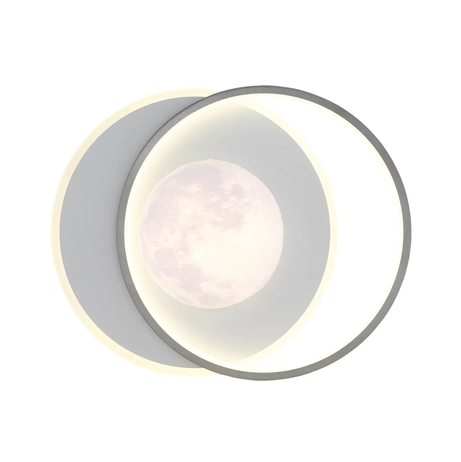 Plafón LED Moon, negro/gris, metal, 37 cm