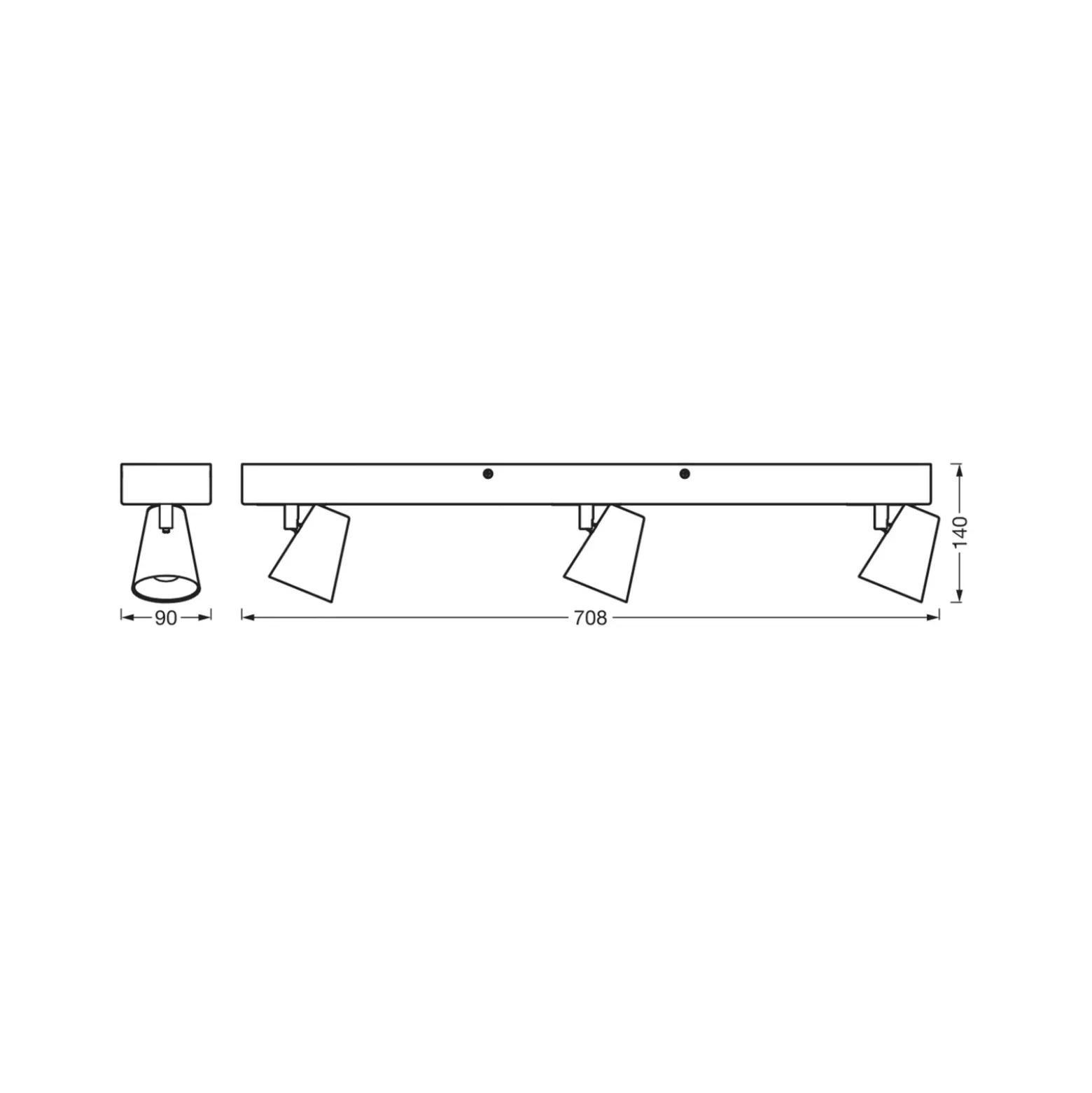 Plafón LED NEPTUNE CLICK-SELECT de OSRAM, 3 focos, blanco