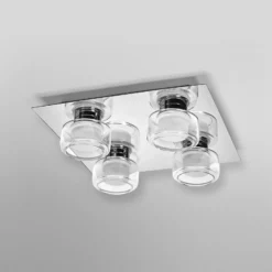 Plafón LED ORBIS FLAME de OSRAM, cromada, 4 luces, CCT IP44