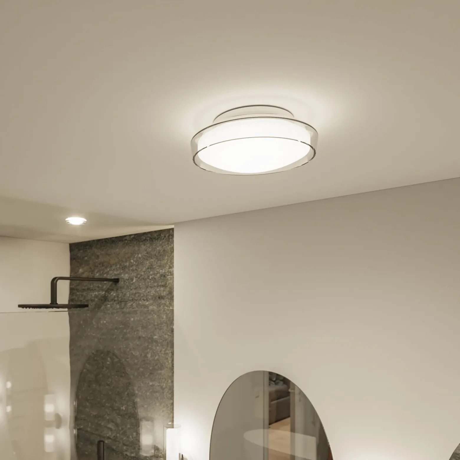 Plafón LED Paulmann Luena, IP44, cromado, Ø 25 cm