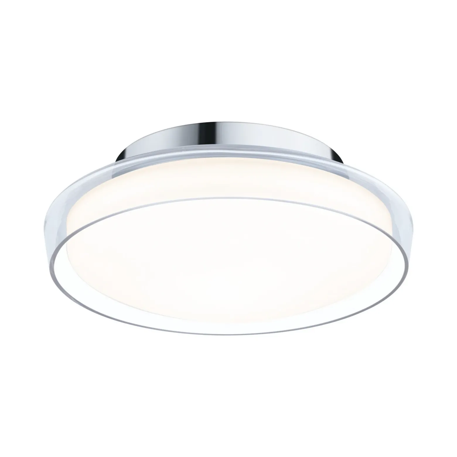 Plafón LED Paulmann Luena, IP44, cromado, Ø 25 cm