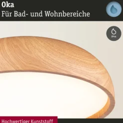 Plafón LED Paulmann Oka IP44 CCT con aspecto de madera