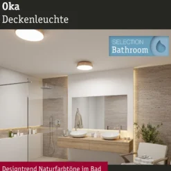 Plafón LED Paulmann Oka IP44 CCT con aspecto de madera