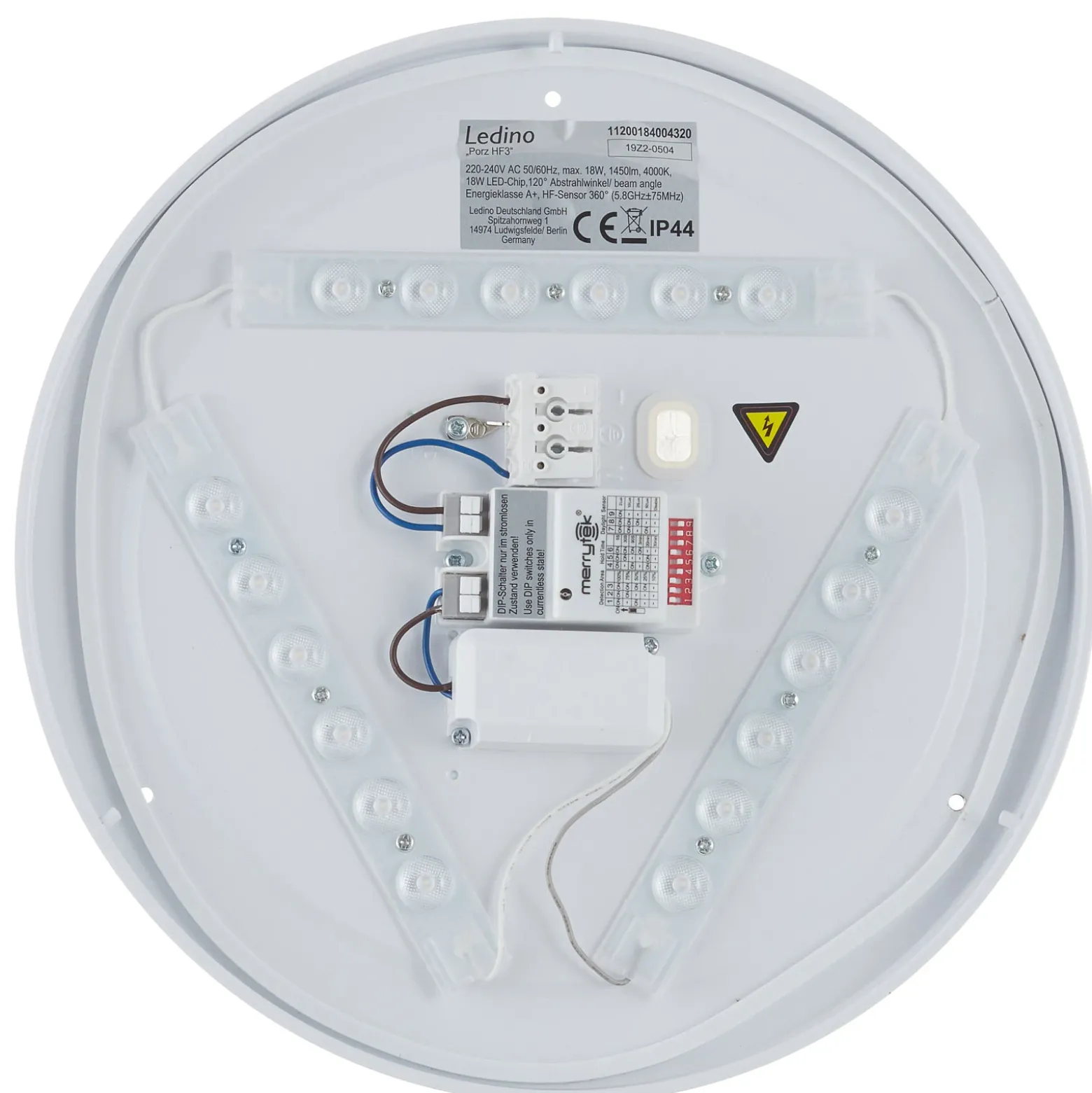 Plafón LED Porz IP44 sensor HF, blanco