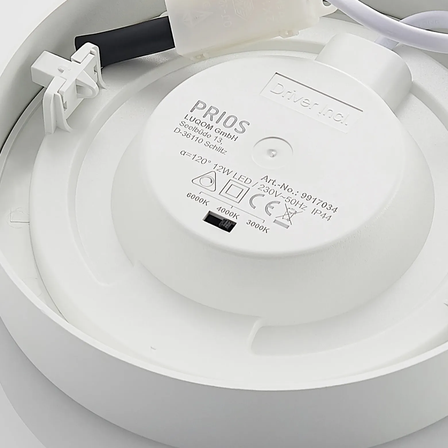 Plafón LED PRIOS Edwina, blanco, 18 cm, CCT, IP44