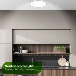 Plafón LED Pulap A, cromo mate, Ø 33 cm, plástico