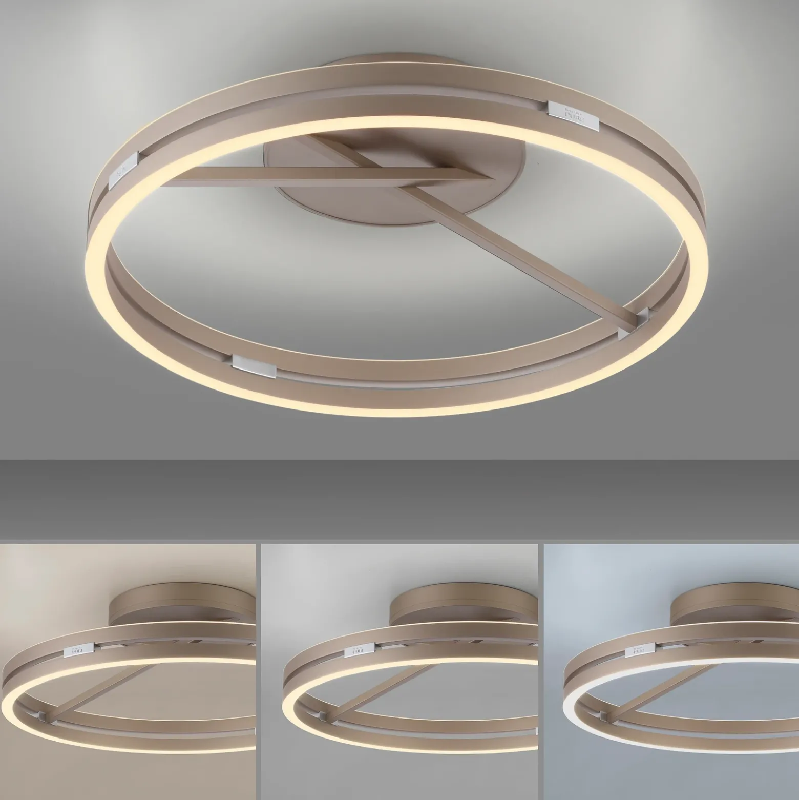 Plafón LED PURE Loop color bronce, metal Ø 60 cm CCT