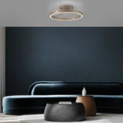 Plafón LED PURE Loop color bronce, metal Ø 60 cm CCT