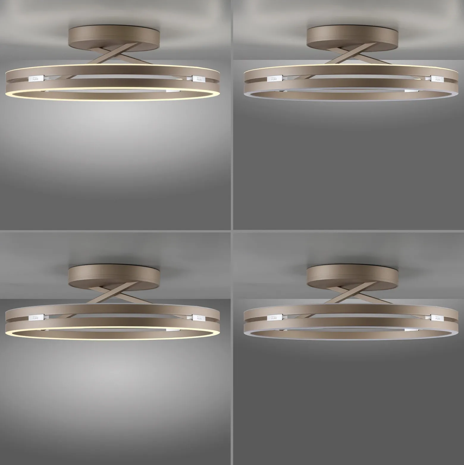 Plafón LED PURE Loop color bronce, metal Ø 60 cm CCT