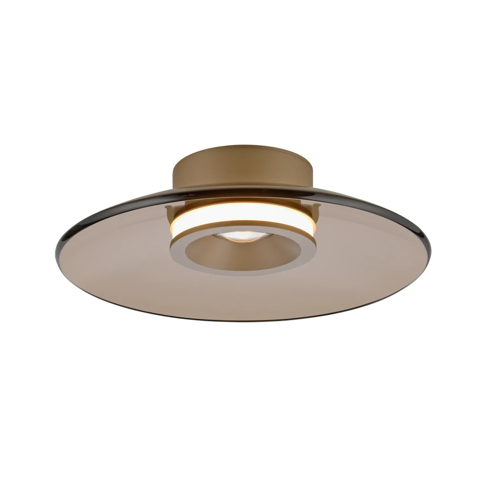 Plafón LED PURE Moon, bronce, Ø 32 cm, cristal/aluminio