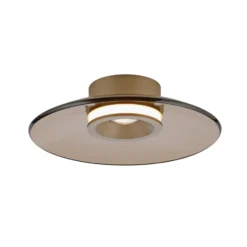 Plafón LED PURE Moon, bronce, Ø 32 cm, cristal/aluminio