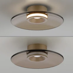 Plafón LED PURE Moon, bronce, Ø 32 cm, cristal/aluminio