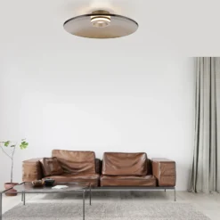Plafón LED PURE Moon, bronce, Ø 50 cm, cristal/aluminio