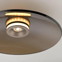 Plafón LED PURE Moon, bronce, Ø 50 cm, cristal/aluminio