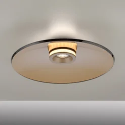Plafón LED PURE Moon, bronce, Ø 50 cm, cristal/aluminio