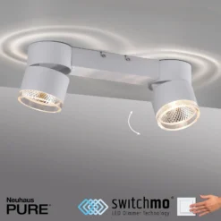 Plafón LED PURE Nola, con 2 luces, blanco