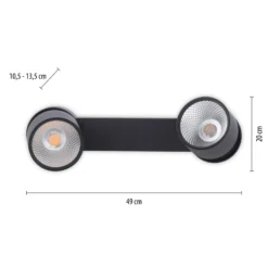 Plafón LED PURE Nola, con 2 luces, negro