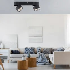 Plafón LED PURE Nola, con 2 luces, negro